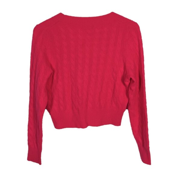 J. Crew Cashmere Cropped Cable-Knit V-Neck Cardigan Sweater Size Medium - Picture 2 of 4